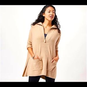 Barefoot Dreams CozyChic Lite Half-Zip Rolled Edge Tunic